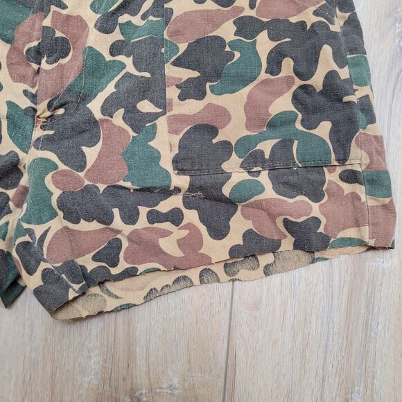 Duck Camo Shorts VTG 60s 70s Mens 38 Talon Zip High Rise Cutoff Frog Skin - Picture 2 of 5